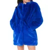 Futro damskie Lisa Colly Winter Fuzzy Fuzy Polec Cardigan Coat Long Rleeve Lapel Faux Jacket z kieszeniami