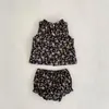 Baby Girls Summer Clothing Set Short Sleeve Tops Short Pants 2pcs Outfits Newborn Toddler Kids Flower Clothes Sets 2536