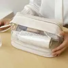 Totes Borsa per il trucco da toilette di grandi dimensioni da viaggio Borsa per il trucco portatile in pelle PU a doppio strato Borse di stoccaggio trasparentiborse elegantinegozio