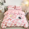 100% Cotton Four Piece Bed Sheet, Quilt Cover, Pillow Cover, Printed Soft and Comfortable Pure Cotton Material, Bedding, Various Colors ,Duvet Cover, Love Style