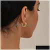 Hoop Huggie Hie 3Pair Creative Gold Color Geometric Irregar Hammered Earrings Vintage Twisted Cuban Chain Set For Women Jewelry 230424 Dhqyf