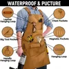 Aprons Durable Work Apron with Tool Pockets Heavy Duty Unisex Canvas Goods Adjustable CrossBack Straps For Woodworking Painting 230901