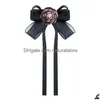 Pins Brooches Fashioner Designer Camellia Flower Fabric Boutonniere Black Boy Tie