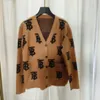 2023 Black/Light Tan Letter Print Women's Cardigan Brand Same Style Women's Sweaters DH076