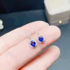 Stud Earrings Fine Natural Sapphire Real S925 Pure Silver Square Ear Studs Charming Superflash Weddings Jewelry For Women MeiBaPJFS