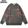 Męskie swetry męskie sweter streetwear gwiazda księżyca graficzny graficzny sweter hip hop pullover bawełny harajuku sweter miękki y2k czarny szary 230901