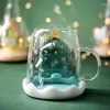 Wine Glasses High Temperature Resistance Double Walled Glass Coffee Mug 3D Christmas Tree Star Wishing Cup Home Travel Fun Drinking