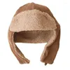 Berets 2-6 Years Old Winter Hats For Child Lamb Wool Bomber Boys Girls Thick Ushanka Earflap Pilot Hat Outdoor Warm Caps