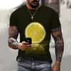 T-shirts pour hommes Est Green Lemon 3D Imprimer Chemise Été Hommes Enfants Tangerine Femmes T-shirt À Manches Courtes Numérique Orange Imprimé Tshirt Tops