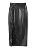 Jupes Wsevypo Noir PU Cuir Moulante Pour Femmes Automne Mode Élégante Taille Haute Taille Zip Wrap Midi Street Party