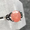 Klusterringar topp naturlig röd rodochrosite ring smycken för kvinna lady argentina crystal 10x9mm pärlor silver sten justerbar