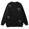 Herrenpullover Vintage-Pullover Y2K Grunge Streetwear Hip Hop Ripped Hole Gestrickte Kreuz Punk Gothic Pullover Mode Harajuku Casual Pullover 230901