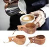 Pots à café 220ML tasse en caoutchouc manche en bois simple ou Double trou en peau de vache corde crochet lait thé tasse à boire Drinkware