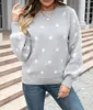 Kvinnors tröjor för kvinnor Autumn Winter Long Sleeve Sweater Polka Dot Pullover Jumper 2023