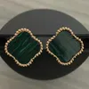 2023 Designer Clover Studs Boucle d'oreille Vintage Trèfle à quatre feuilles Charm Boucles d'oreilles Retour Nacre Acier inoxydable Goujons d'or Agate pour femmes Bijoux de mariage GIF