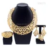 Jewelry Sets Woman Set Italian Gold Plated Big Necklace Bracelet Ring Luxury Hollow Out Round Pendant Banquet Party Favors Drop Deliv Dhzpo