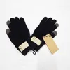 Gants à cinq doigts Marque Solide Couleur Hiver Lettre Gants Tricotés Chaud Cinq Doigts Gants Hommes Femmes Bonbons Couleur Gants Mignon Étudiant Gant 4 Couleurs x0902