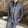 Abiti da uomo (giacca gilet pantaloni) Uomo semplice business casual elegante moda colloquio di lavoro abito da uomo slim 3 pezzi 5XL