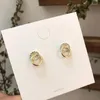 Orecchini a bottone 2023 coreano semplice doppio cerchio color oro metallo cristallo per le donne moda gioielli squisiti regali di amici