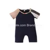 Rompers Baby Pure Cotton Crewneck Born Romper Boys Girls Designer Summer Luxury Short-Sleeved Sleeve Jumpsuit Clothes Drop Delivery DHKB5