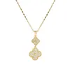 Designer Four-leaf clover Necklace Luxury Top Zircon Pendant female 18K gold color preserving titanium steel clavicle necklace Van Clee Accessories Jewelry