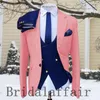 Costumes pour hommes Bridalaffair 2023 Rouge Slim Fit Homme Costume Business Casual Tuxedo Trois pièces (Blazer Gilet Pantalon) Taille personnalisée Mariage pour