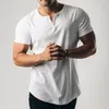 Men's T Shirts 2023 Summer Short Sleeve Mens Casual Shirt Button Henley Collar Pure Color Slim Fit Tees For Men Fashion Sports Fitness Tops