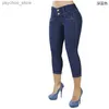 Women's Jeans Calf-Length Pants Casual Dress Skinny Jeans Women Vintage Women's Clothes Women's Summer Breeches Street Wear Zipper Button Yk2 Q230901