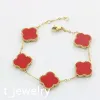 vanly cleefly necklace bracelet Bracelet porte-bonheur doré à quatre feuilles en acier titane, accessoires de luxe léger et Design avancé, collier à cinq fleurs en agate rouge