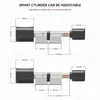 Serrures de porte Cylindre de serrure intelligent Tuya BLE Europe biométrique empreinte digitale carte IC APP trou de serrure Invisible bricolage taille d'extension serrures de porte électroniques HKD230902