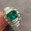 Cluster Rings 2023LR Emerald Ring Pure 18K Gold Jewelry Nature Green 1,85ct Gemstones Diamonds Female For Women Fine