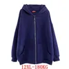 Hoodies femininos tamanho grande 12xl moletom com capuz grande 8xl 9xl 10xl outono e inverno de manga comprida solto preto azul cinza vermelho jaqueta