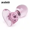 Anal Toys Sex Toy Heart Crystal Glass Plug Butt Plugs Vuxna produkter Pink Prostate Massager Masturbation For Men Women 230901