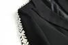 Женская дизайнерская одежда Channel, осенние черные/белые комплекты брюк из двух частей со стразами, пиджаки с длинными рукавами и зубчатыми лацканами, расшитые бисером 686