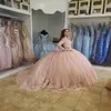 Belles robes de Quinceanera roses 2023 avec manches longues princesse dentelle robe de bal quinzième robe de fête d'anniversaire XV doux 15 robe robes Para XV Anos robes de bal