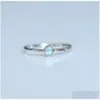 Solitaire Ring Fine Pure 925 Sterling Sier Jewelry Mini Round Opal Gem Delicate Minimal Simple Single Stone 230621 Drop Delivery DHS57