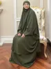Vêtements ethniques Ramadan Eid capuche Abaya femmes Jilbab 2 pièces ensemble long Khimar Dubaï vêtement de prière musulmane robe arabe Niqab Islam Kaftan