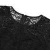 Plus Size Dresses Elegant Black Lace Low And High Cocktail Dress Women Patchwork Hollow Out Sleeve Slim Tunic 3xl 4xl 5xl 6xl