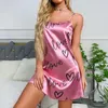 Vêtements de nuit pour femmes Femmes Sexy Chemise de nuit sans manches Chemise de nuit en satin Lingerie Robe de nuit Cami Slip Vêtements de nuit Chemises de nuit