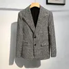 Mäns kostymer Autumn Winter Mens Suit Jacket Single Breasted Slim Long Sleeve Vintage Office Men Plaid Blazer Topps Business Casual Ytterwear