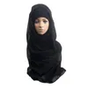 Ethnic Clothing Women Hijabs Solid Color Twill Creased Wrinkle Scarf Cotton And Linen Muslim Headscarf Lady Hood Turban