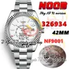 N V2 42 mm Sky CF326934 A9001 Kalendarz komplikacji Automatyczna męska zegarek Zegarek Fled Bezel White Dial Stark 904L Stalowa bransoletka Super Edition Eternity Watches