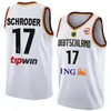 Tryck 2023 VM Basketboll Tyskland Jerseys Deutschland 17 Dennis Schroder 42 Andreas Obst 32 Johannes Thiemann 4 Maodo LO 10 Power Forward National Team