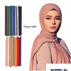 Bandanas Durag Plain Color Long Shawl Scarves Modal Jersey Hijab Muslim Headscarf Mjuka svarta kvinnor Turban slips huvudband headwrap ljus dhbqo