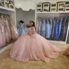 Güzel pembe quinceanera elbiseler 2023 uzun kollu prenses dantel balo elbisesi on beş doğum günü parti elbisesi xv tatlı 15 elbise vestidos para xv anos balo kurdu