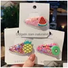 Hair Clips Barrettes Quicksand Transparent Children Cute Fruit Hairpin Pvc Side Clip Baby Bb Headwear 5Pcs/Set Drop Delivery Jewelry H Dhr2F