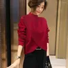 Pulls pour femmes 2023 élégant couleur unie tricoté épissé asymétrique pull vêtements automne lâche pulls décontractés hauts irréguliers