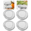 Louça 4 Pcs Mason Jar Sprout Tampas Canning Kit Boca Larga Brotando Frascos Tela Malha Suíte Aço Inoxidável Crescer Capa Substituição