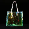 Сумки для покупок прозрачная сумка для покупок в голограмме радужная премиум -блеск покупатель 230901