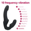 Vibrators 10 Speeds Strapless Strapon Dildo Vibrator Female Double Vibrating G Spot Adult Sex Toys For Women Couple Anal Prostate Massager 230901